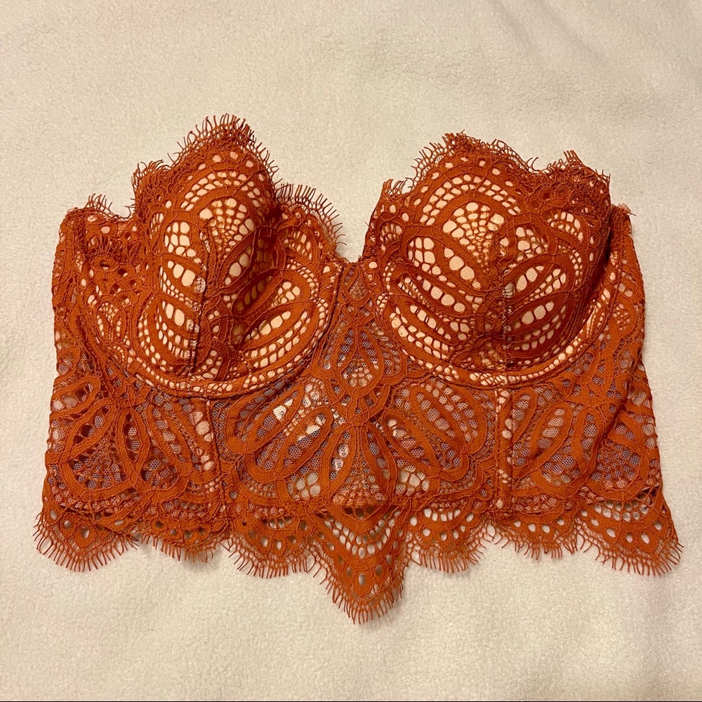 Orange longline lace bra NWT